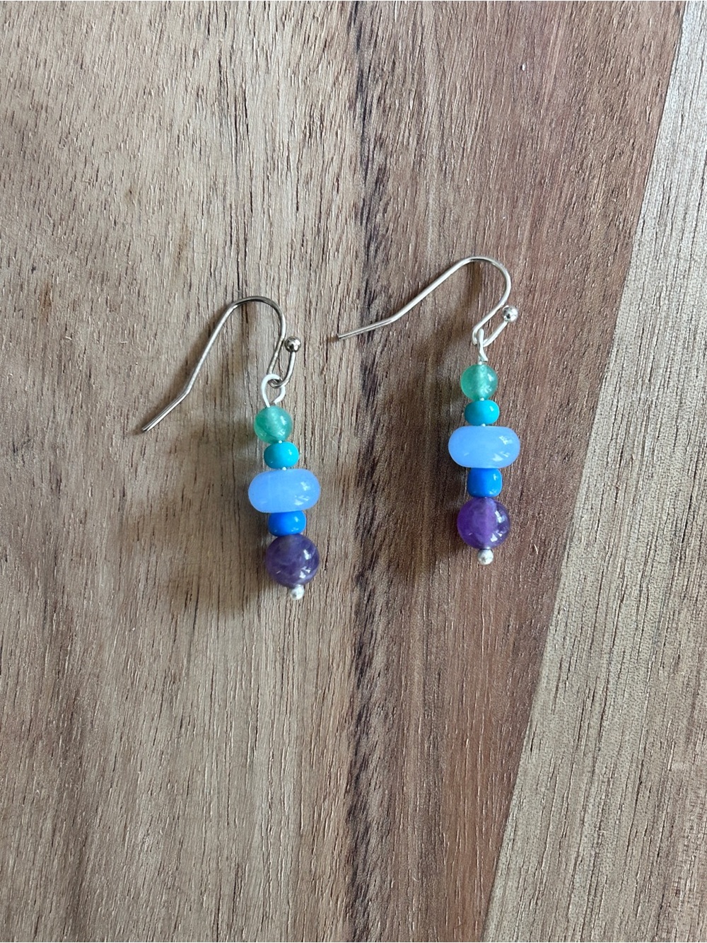 Handcrafted Blue & Purple Beaded Drop Earrings